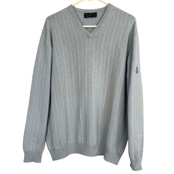 Old Head Golf Peter Scott Mens Teal Blue 100% Cashmere V Neck Sweater Pullover - Picture 5 of 10